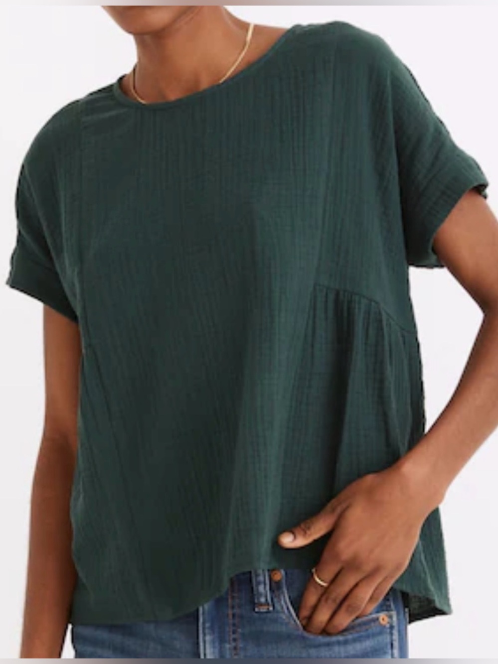 Madewell Short Sleeve Gauze Tunic Top in Green Sz-S.  L8